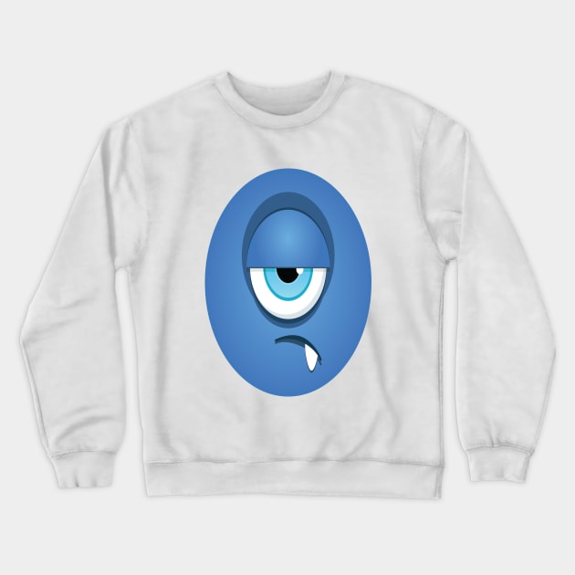 One Eyed Blue Monster Cute Monsters Crewneck Sweatshirt by ProjectX23Red